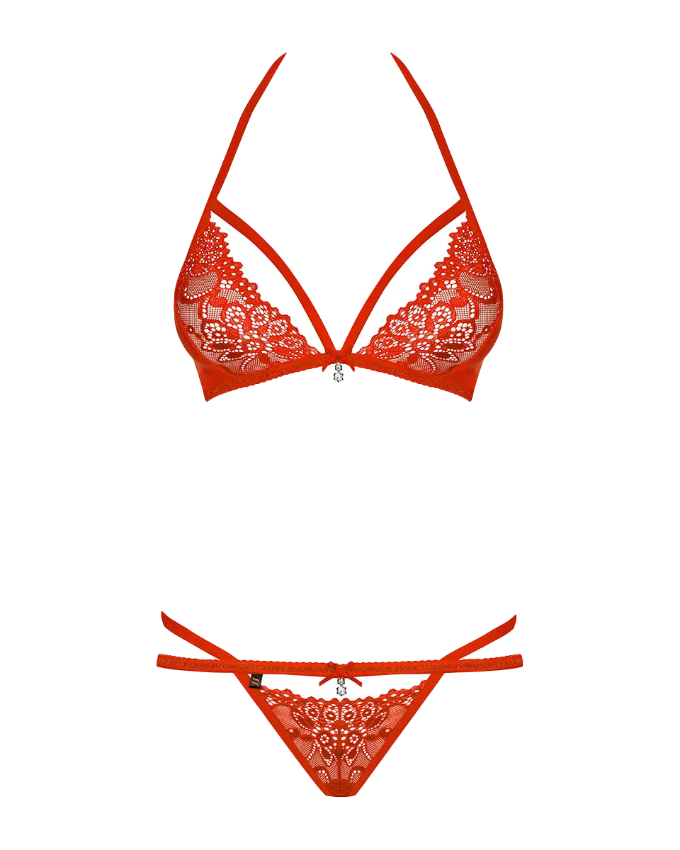 SOUTIEN-GORGE & STRING ROUGE SEXY