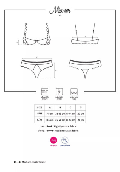 Guide de taille Soutien-Gorge & Tanga Noir Miamor