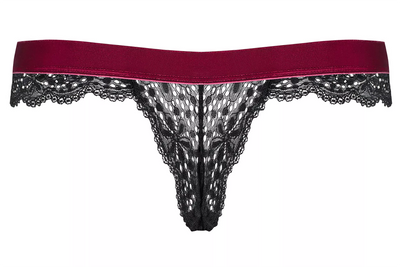 Vue de coupe de l'arrière Tanga Dentelle et velours Rossita