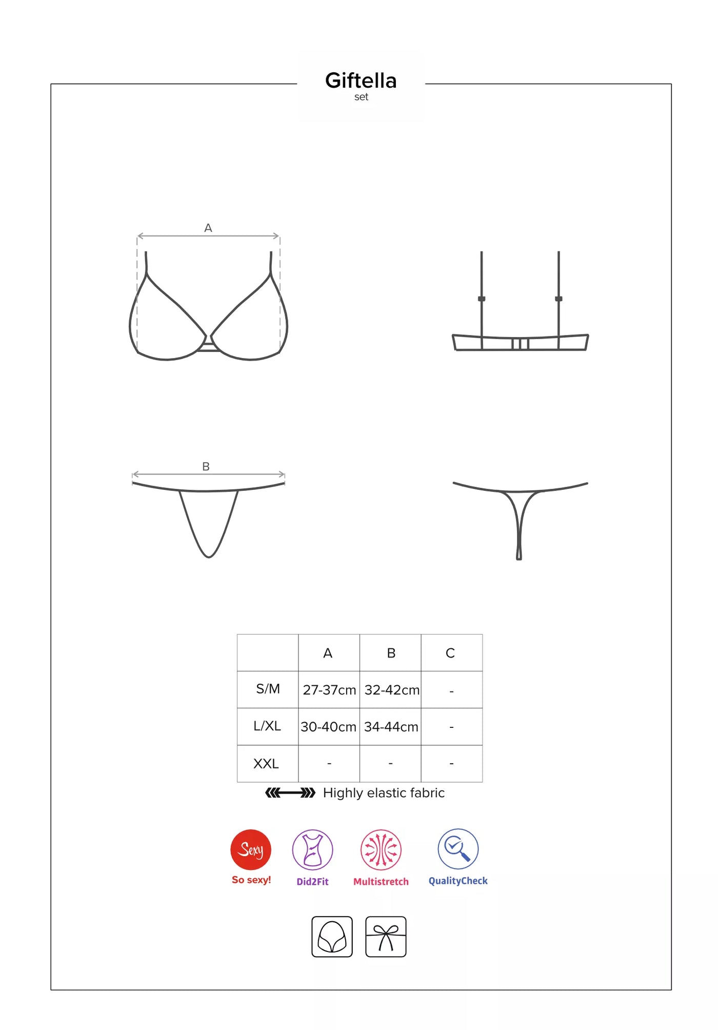 Guide des tailles Soutien-gorge & String Giftella