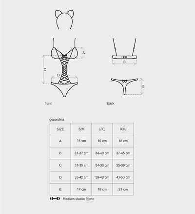 Guide des tailles du Déguisement Félin Gepardina