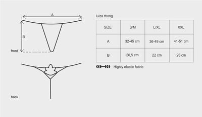 Guide de taille du String Rouge Dentelle Luiza