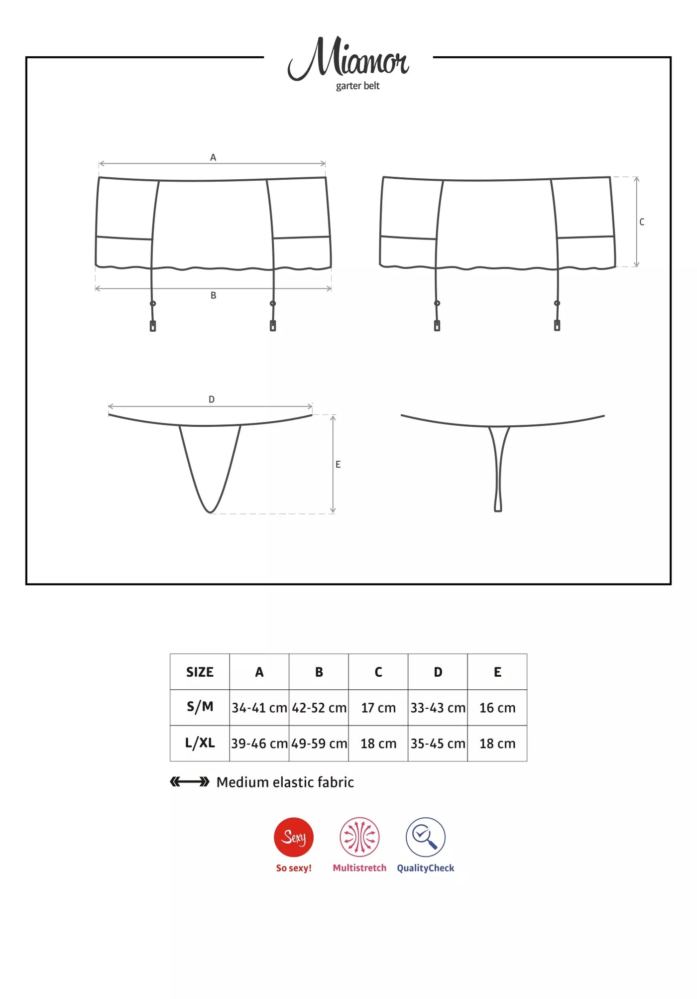 Guide de taille de Porte-Jarretelles Dentelle Miamor